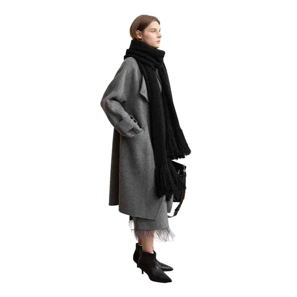 Women's 100% Wool Double-Sided Long Coat | Minimalist Winter Outerwear