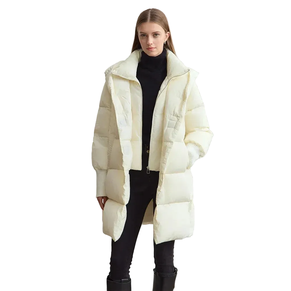 Women's Long Hooded Down Jacket - Thick Winter Warm Coat