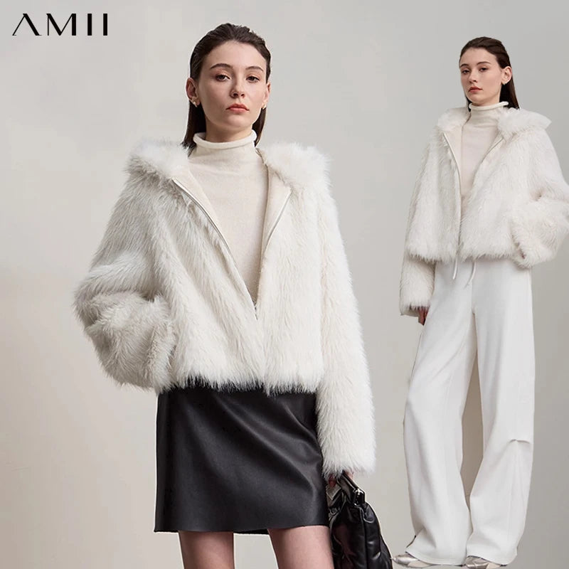 Women's Faux Fur Hooded Coat - Elegant Winter Outerwear