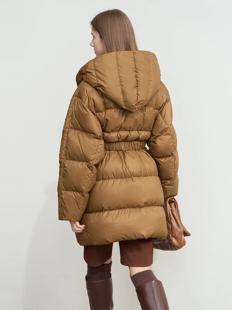 Women's Minimalist Hooded Duck Down Jacket - Warm Winter Outerwear