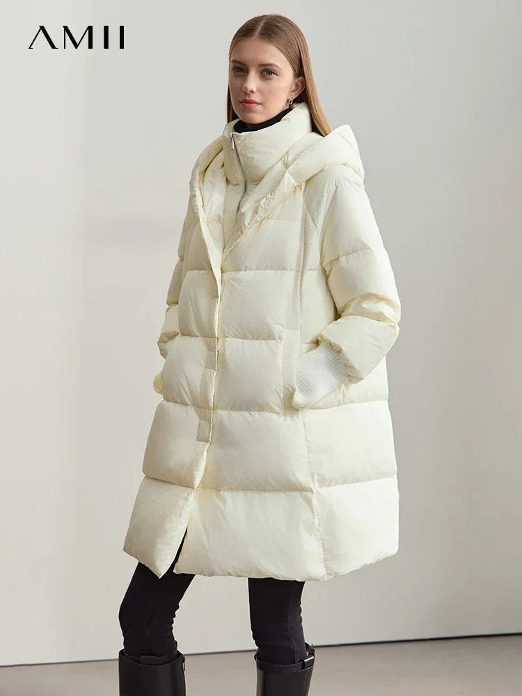 Women's Long Hooded Down Jacket - Thick Loose Winter Parka