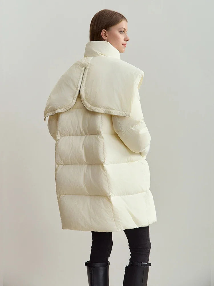 Women's Long Hooded Down Jacket - Thick Winter Warm Coat