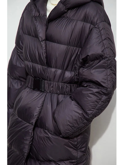 Women's Minimalist Hooded Duck Down Jacket - Warm Winter Outerwear
