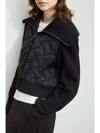 Minimalist Cropped Down Jacket - Warm Winter Lapel Coat