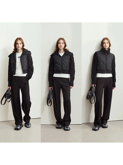 Minimalist Cropped Down Jacket - Warm Winter Lapel Coat