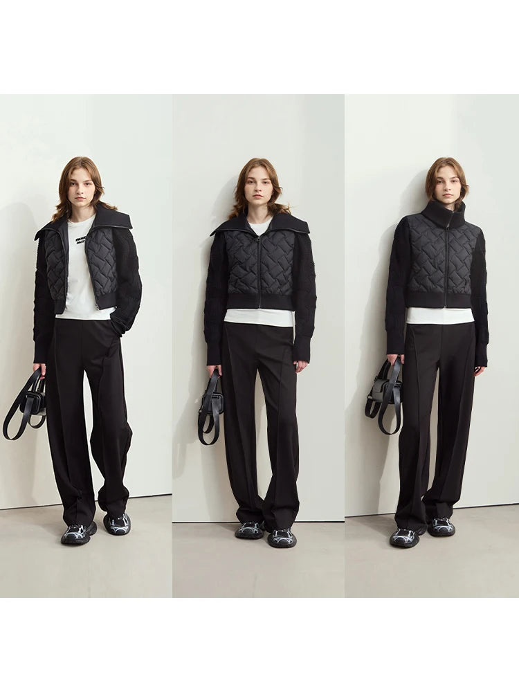 Minimalist Cropped Down Jacket - Warm Winter Lapel Coat
