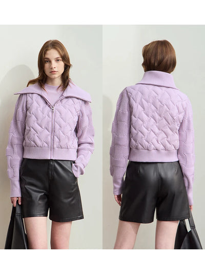 Minimalist Cropped Down Jacket - Warm Winter Lapel Coat
