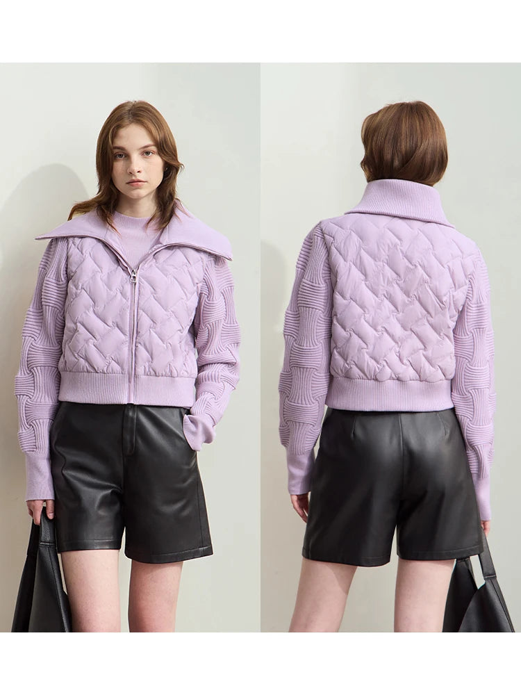 Minimalist Cropped Down Jacket - Warm Winter Lapel Coat