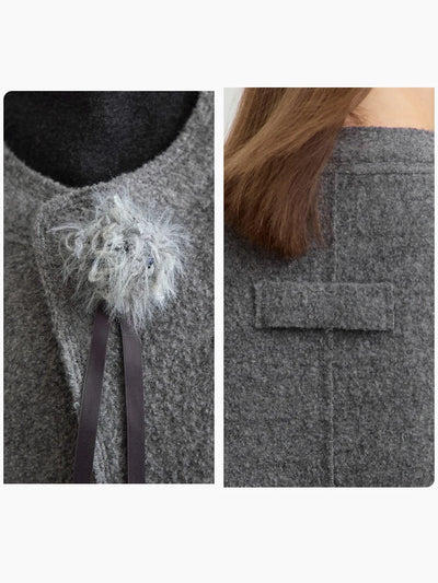 Women's 100% Wool Minimalist Winter Coat - Loose Commuter Outerwear