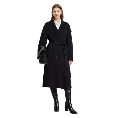 Women's Long Wool Coat - Loose Turn-down Collar Office Overcoat