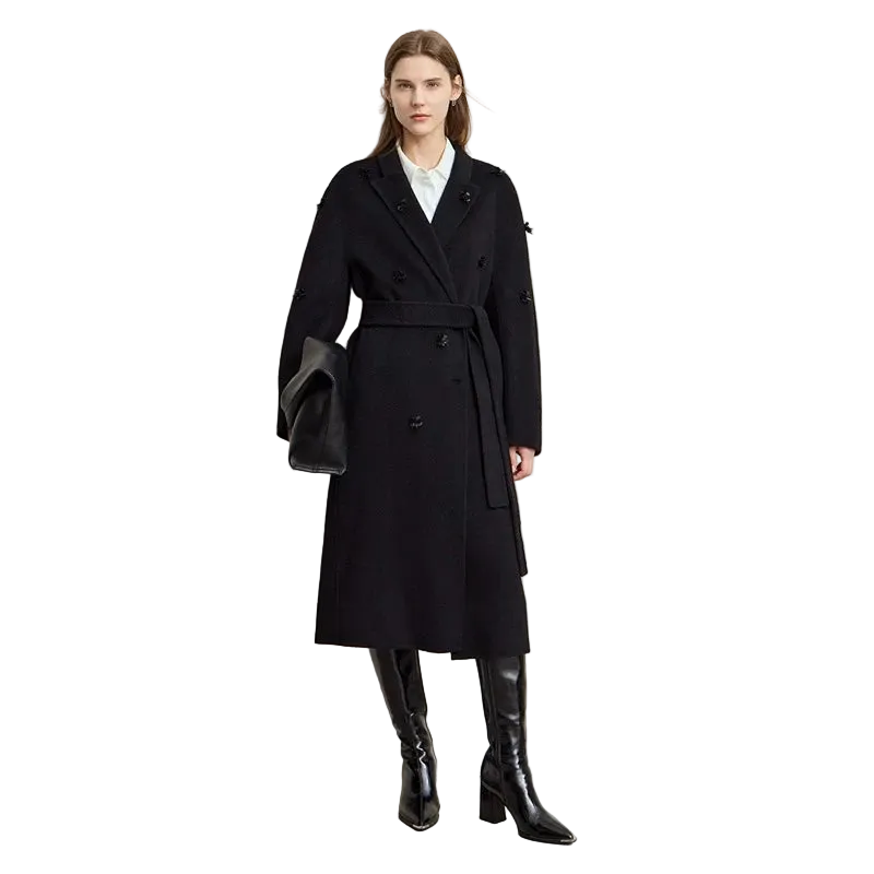 Women's Long Wool Overcoat - Loose Fit Office Winter Coat