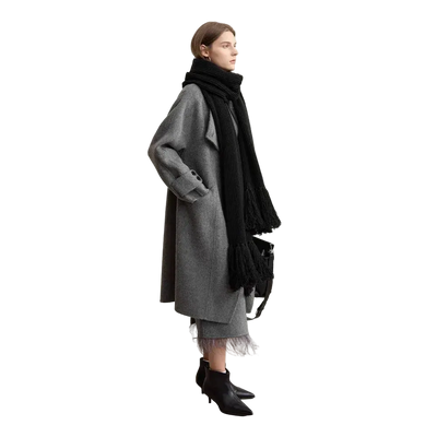 100% Wool Double-Sided Long Coat - Minimalist Winter Outerwear