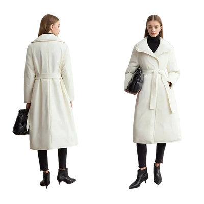 AMII Women's Long Windproof Down Jacket - Graphene Lined Winter Coat