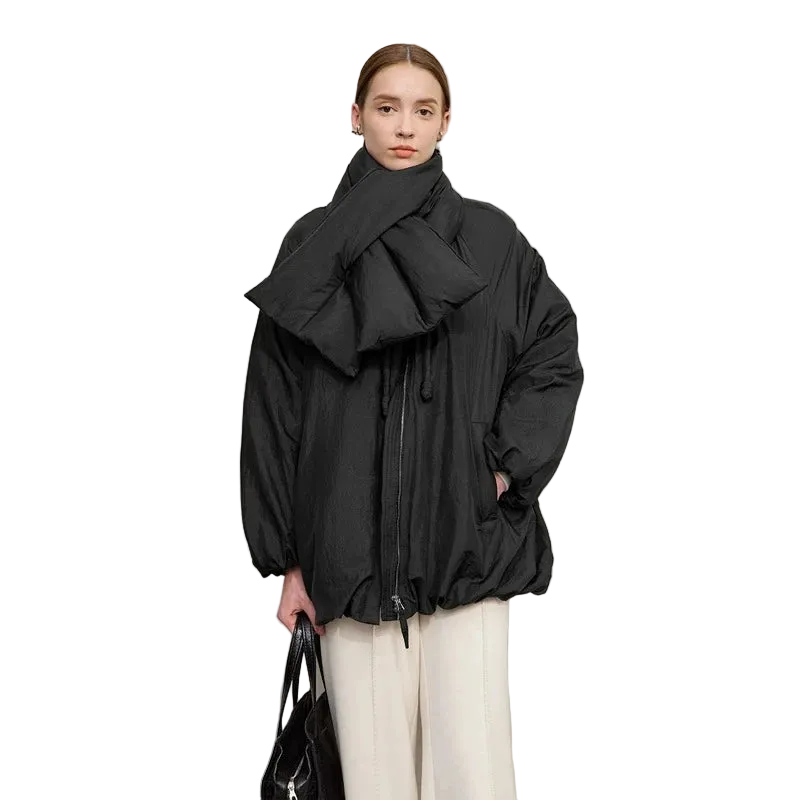 Women's Loose Down Coat O-Neck Casual Winter Jacket