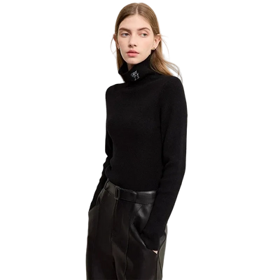 AMII Women's Slim Turtleneck Knit Sweater - Versatile Winter Top