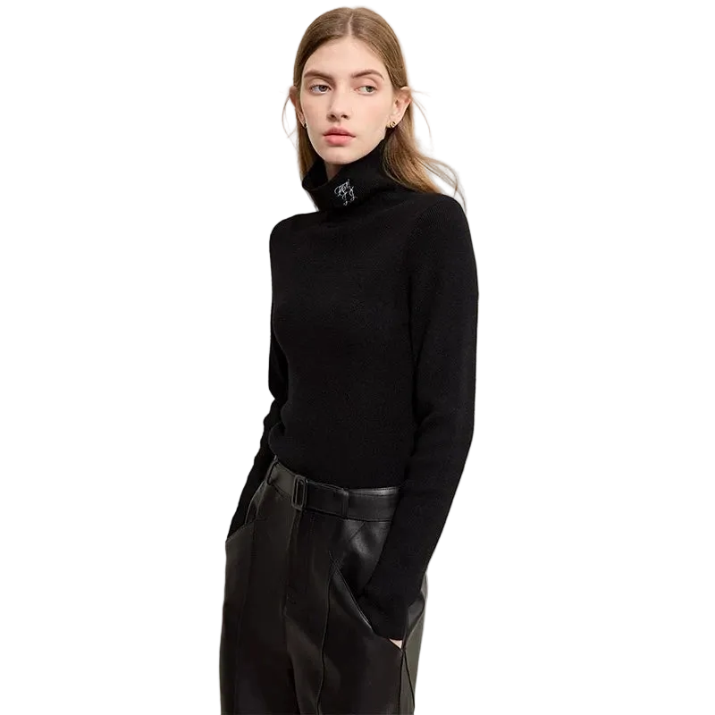 AMII Women's Slim Turtleneck Knit Sweater - Versatile Winter Top