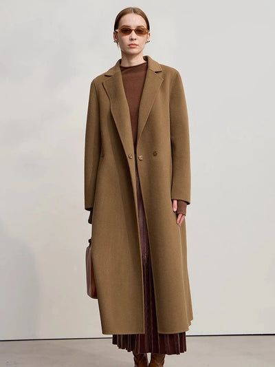 AMII Women's Minimalist Wool Winter Coat - Loose Long Sleeve Jacket