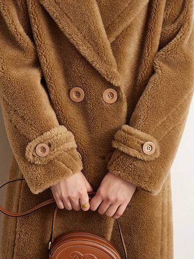 Double-Breasted Wool Coat - Elegant Winter Office Outerwear
