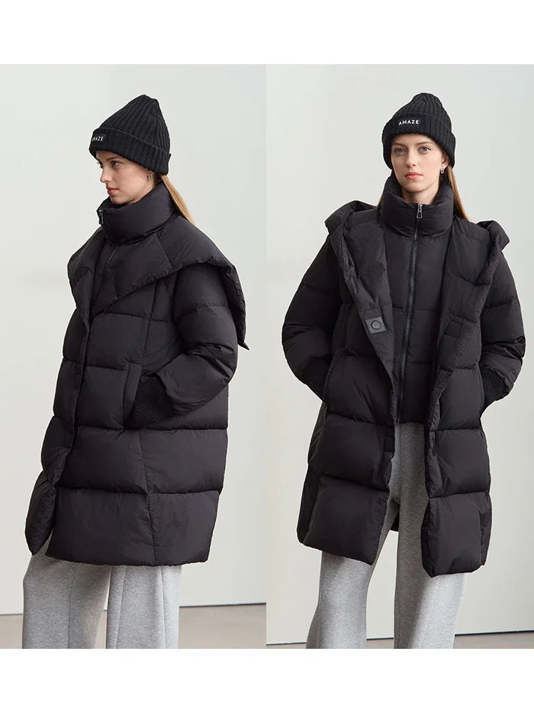 Women's Long Hooded Down Jacket - Thick Loose Winter Parka