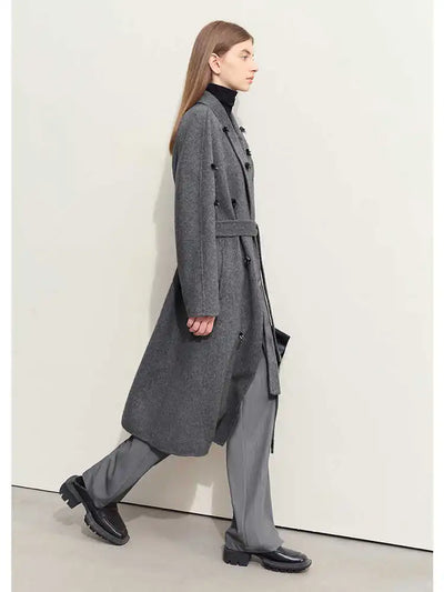 Women's Long Wool Coat - Loose Turn-down Collar Office Overcoat