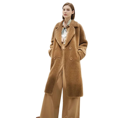 Full Wool Double-Breasted Fur Coat - Warm Winter Office Outerwear