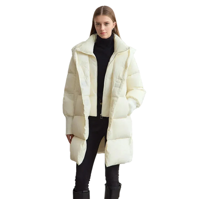 Women's Long Hooded Down Jacket - Thick Winter Warm Coat