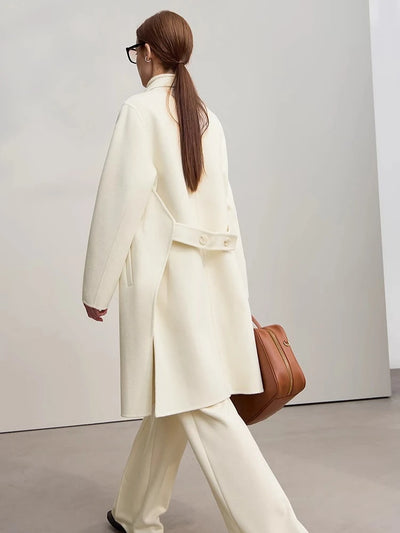 Minimalist Women's Wool Winter Coat - Loose Fit Outerwear