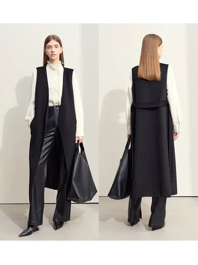 Women's Double-Sided Wool Coat & Vest Skirt Set | AMII Winter