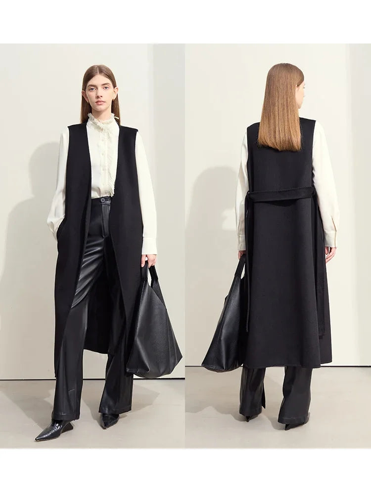 Women's Double-Sided Woolen Coat & Vest Set | AMII Winter Commuter