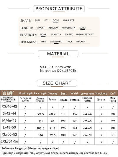 100% Wool Double-Sided Long Coat - Minimalist Winter Outerwear