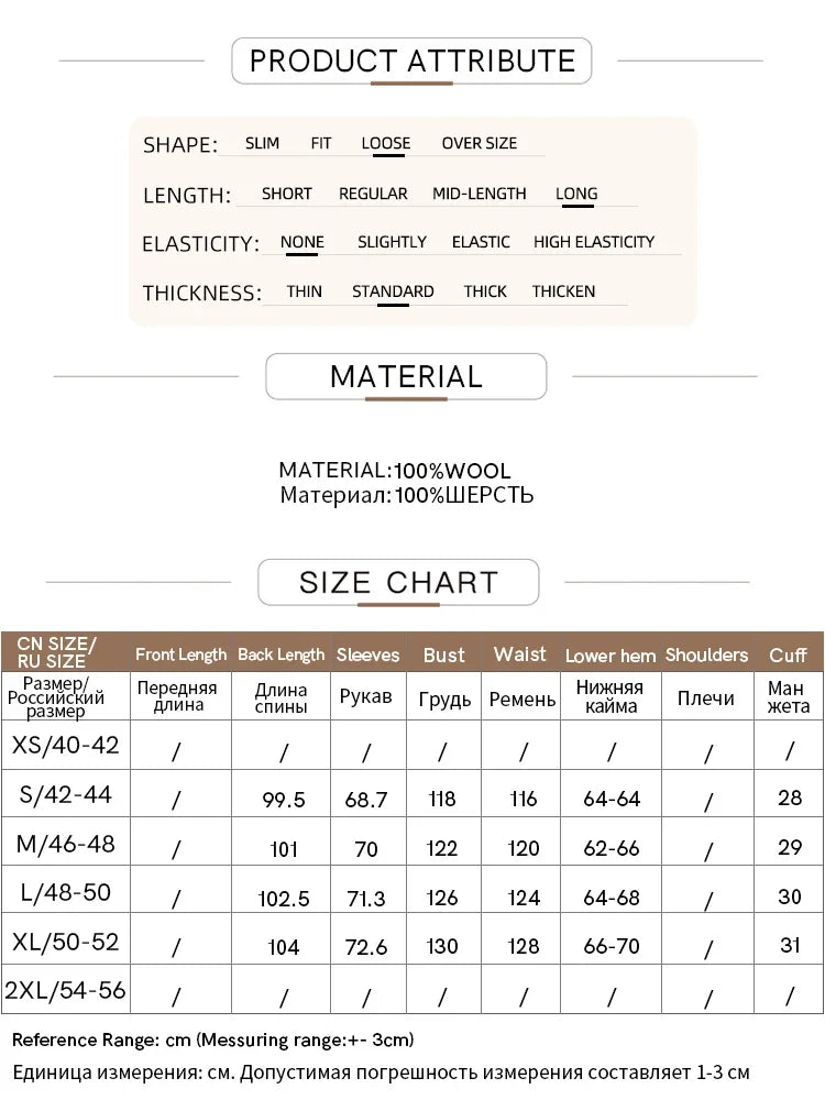 100% Wool Double-Sided Long Coat - Minimalist Winter Outerwear