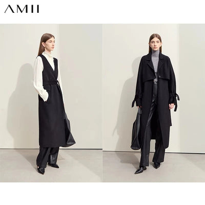 Women's Double-Sided Wool Coat & Vest Skirt Set | AMII Winter