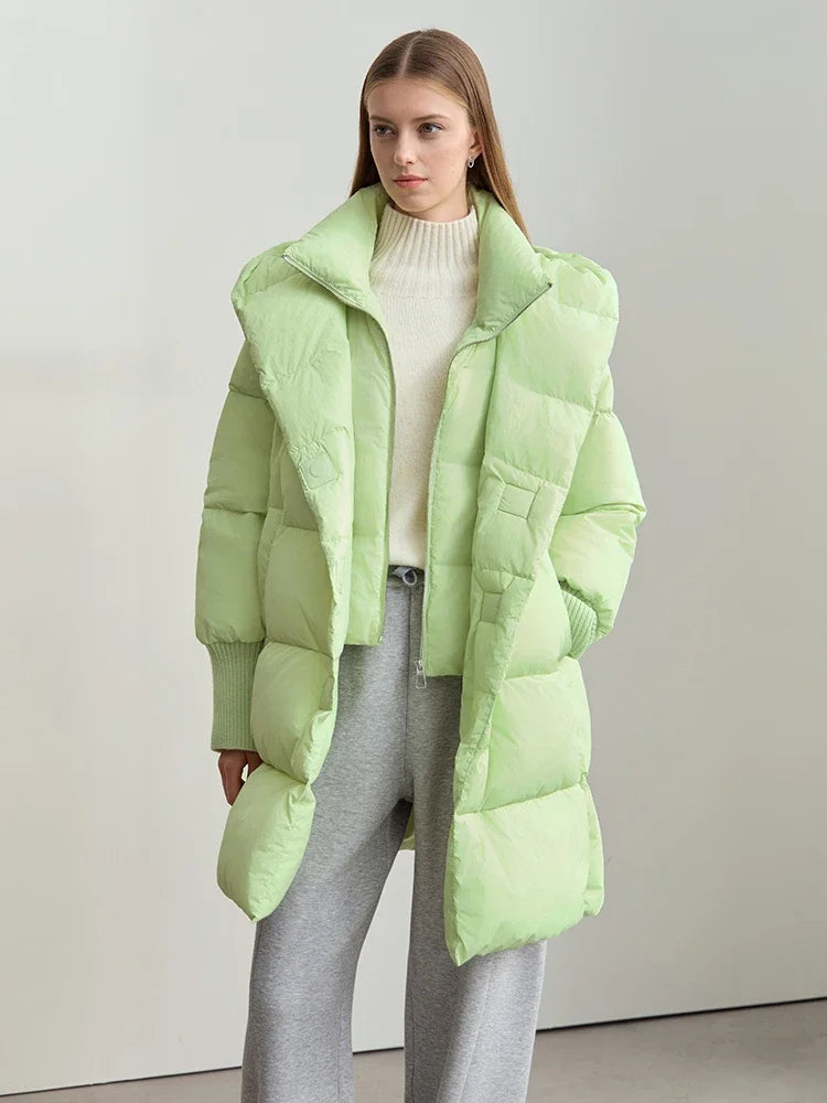 Women's Long Hooded Down Jacket - Thick Winter Warm Coat