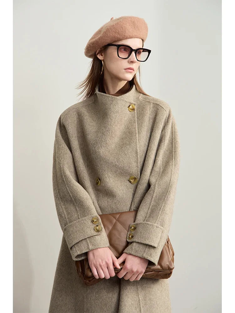 Women's 100% Wool Double-Sided Long Coat | Minimalist Winter Outerwear