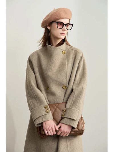 100% Wool Double-Sided Long Coat - Minimalist Winter Outerwear