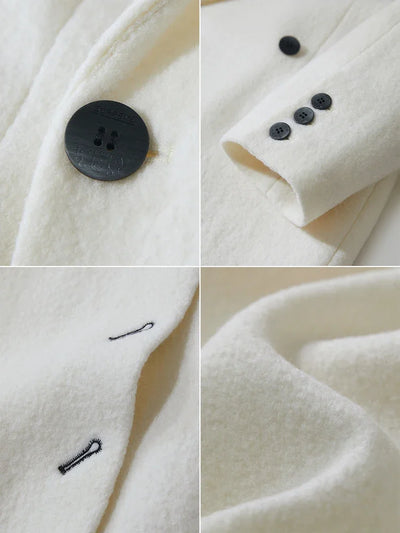 Women's Long Wool Coat - Minimalist Belted Winter Jacket