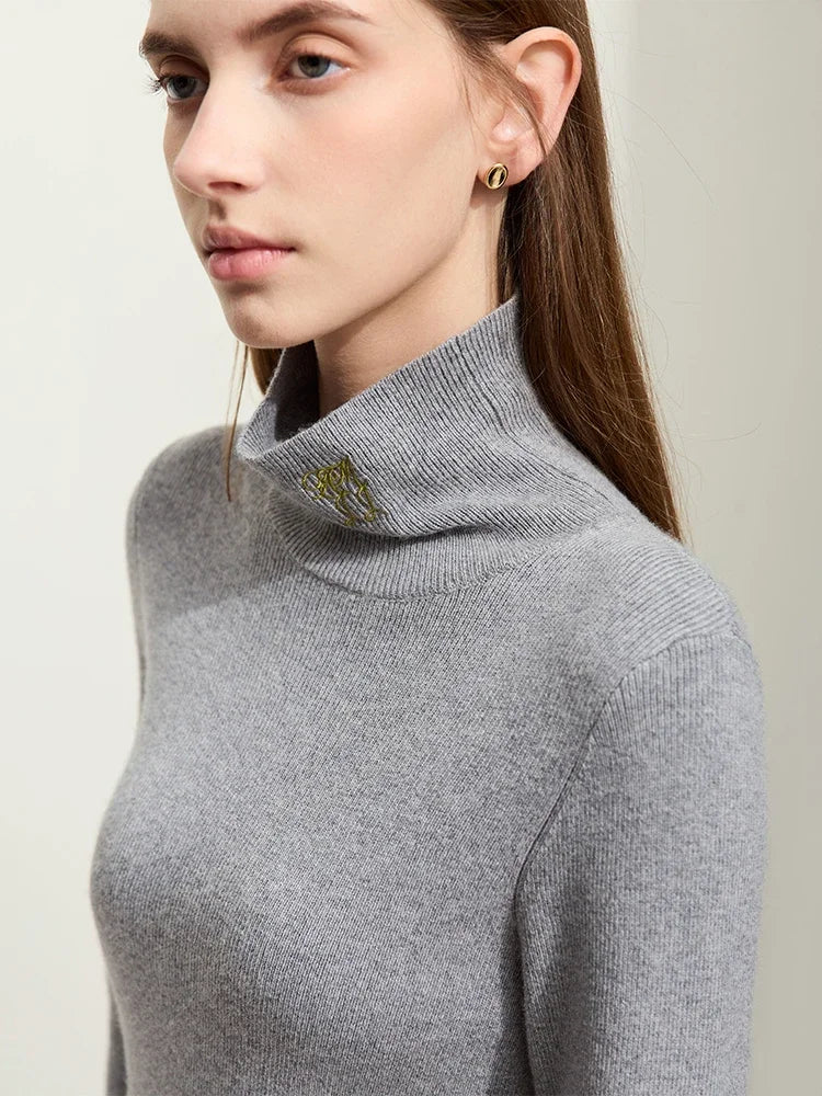 AMII Women's Slim Turtleneck Knit Sweater - Versatile Winter Top