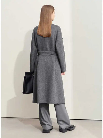Women's Long Wool Coat - Loose Turn-down Collar Office Overcoat