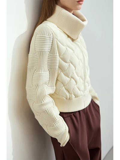 Women's Cropped Down Jacket | Minimalist Winter Lapel Coat