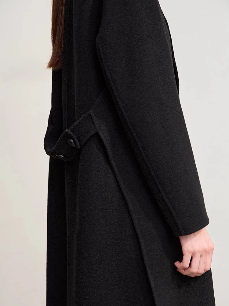 Minimalist Women's Wool Winter Coat - Loose Fit Outerwear