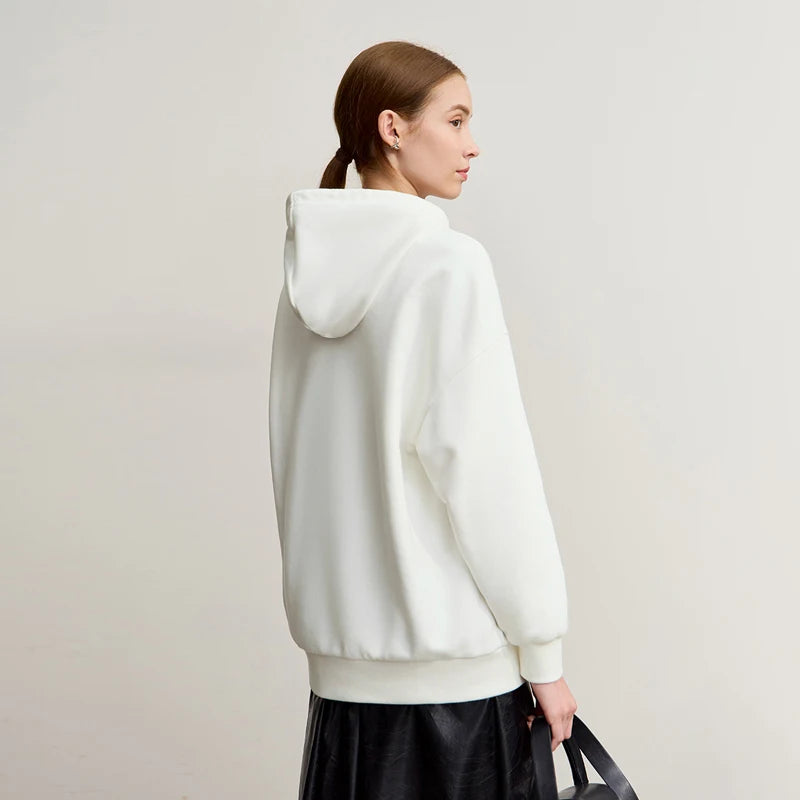 Amii Women's Knitted Hooded Sweatshirt - Loose Winter Pullover