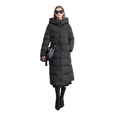 Women's Long Hooded Down Jacket with Graphene Lining